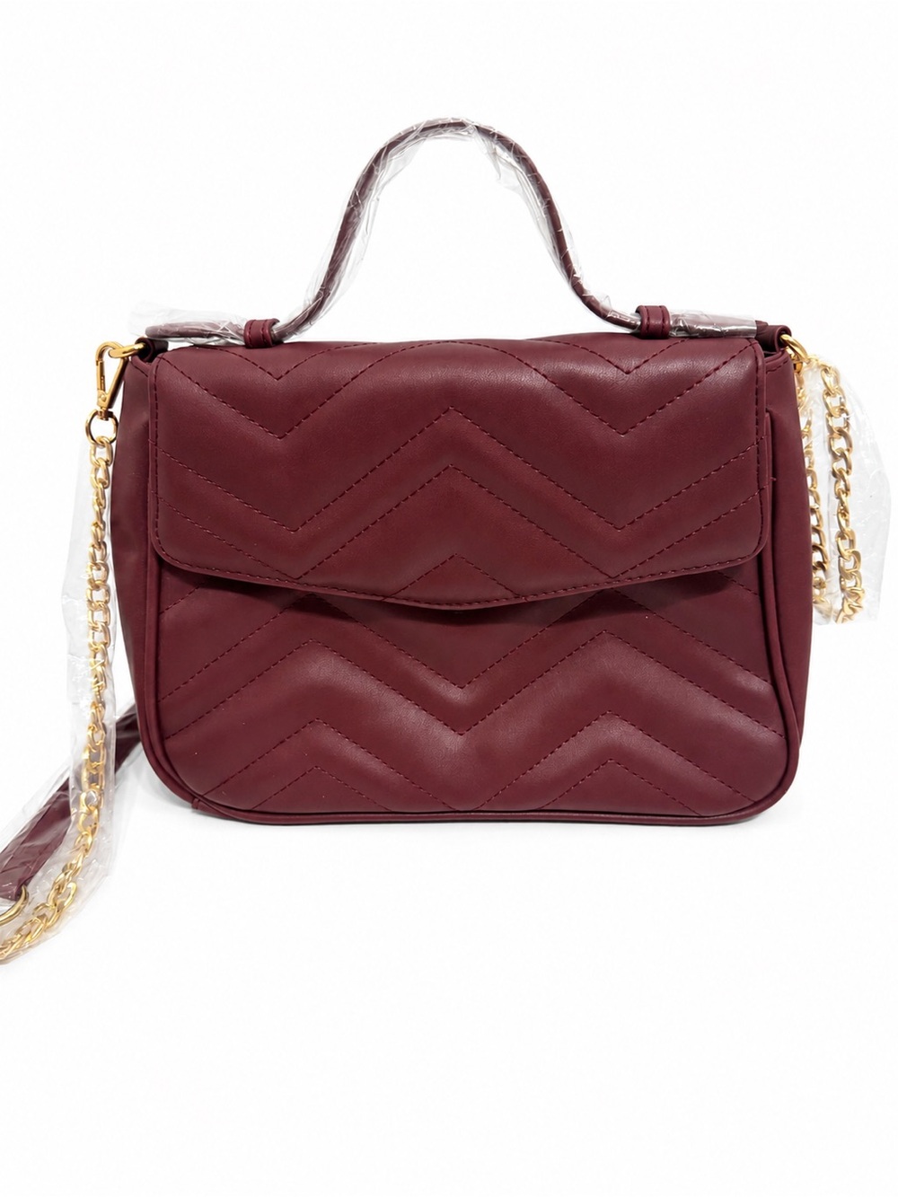 Summer & Rose Burgundy Quilted Top Handle Crossbody Satchel Purse NWT
